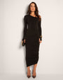 Sculpty One Shoulder Long Sleeve Top - Black