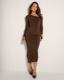 Sculpty One Shoulder Long Sleeve Top - Espresso