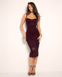 Model wears Seamed Lushy Midi Dress - Lace Garnet full body front view