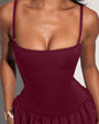 Squarey Convertible Bubble Dress - Burgundy