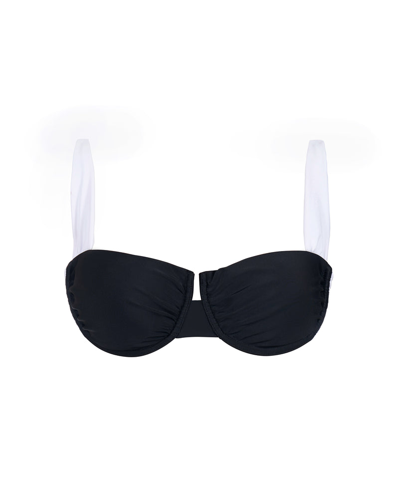 Outline image of Sweetie Bikini Tie Back Underwire Top - Black/White
