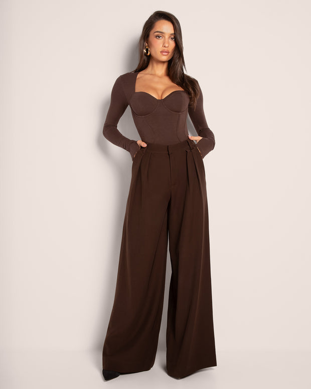 Sweetie Long Sleeve Top - Espresso
