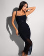 Full body front view Sweetie Mesh Column Dress - Sequin Black