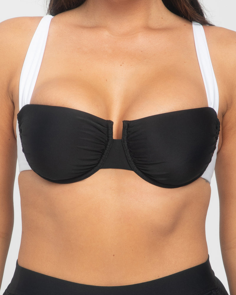 Sweetie Bikini Tie Back Underwire Top - Black/White front view close up