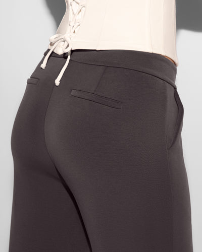 Swuity Medium Rise Relaxed Wide Leg Pant - Graphite back view close up