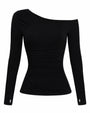 Outline image of Shapey Bias Long Sleeve Top - Black front view