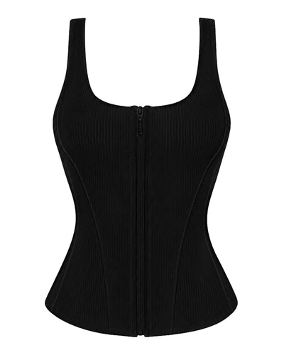 Outline image of Corsety Scoop Neck Tank - Rib Black