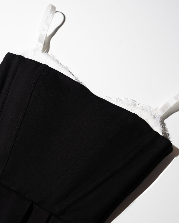 Flat lay of corset of Peaky Fit & Flare Mini Dress - Black/White