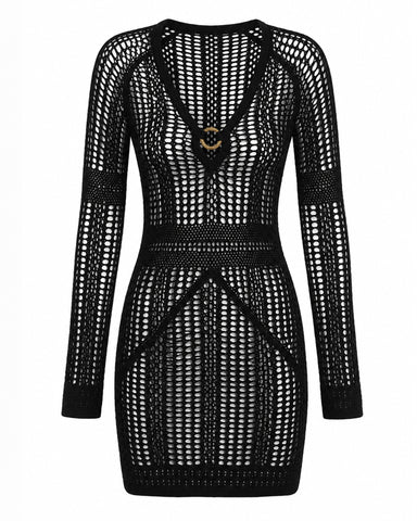 Outline image of Ringy Mini Cover Up - Crochet Black