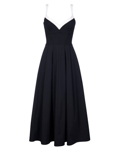 Outline image of Fit & Flare Midi Dress - Black/White