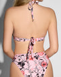 Back view close up of Triangle Bikini Top - Rose Thistle/Black
