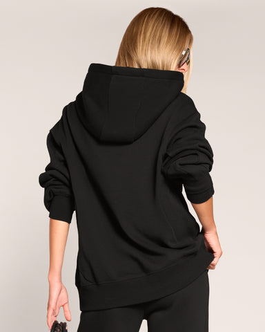 Back view of Convertible Fleecey - Black on model