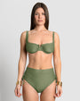 Cinchy Bikini Bottom - Martini Olive Shine