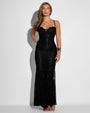 Full body front view of model wearing Corset Top - Lace Black paired with matching skirt