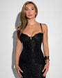 Model wearing Corset Top - Lace Black paired with matching Mermaid Maxi Skirty - Lace Black