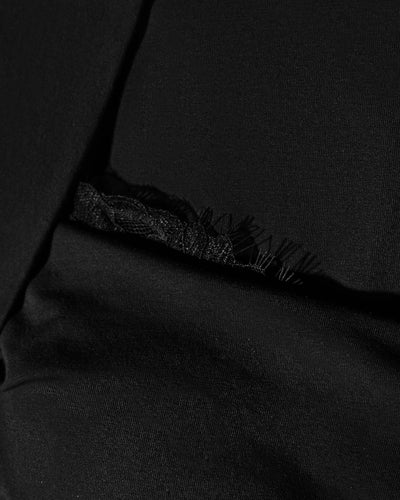 Close up of lace detail on Shapey Ruched Long Sleeve Top - Black/Lace