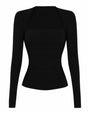 Outline image of Shapey Ruched Long Sleeve Top - Black