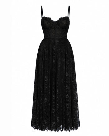 Outline image of Bombshell Midi Dress - Lace Black