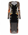 Outline image of Sweetie Long Sleeve Midi Dress - Moody Floral