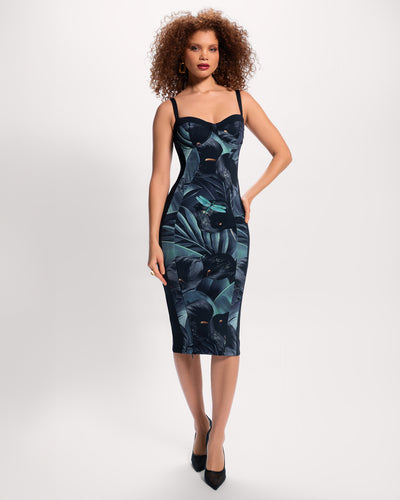 Seamed Lushy Midi Dress - Frame Black Lily