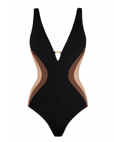Outline image of Plungey Triangle - Contour Black/Cocoa/Tawny front 
