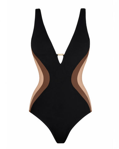 Outline image of Plungey Triangle - Contour Black/Cocoa/Tawny front 