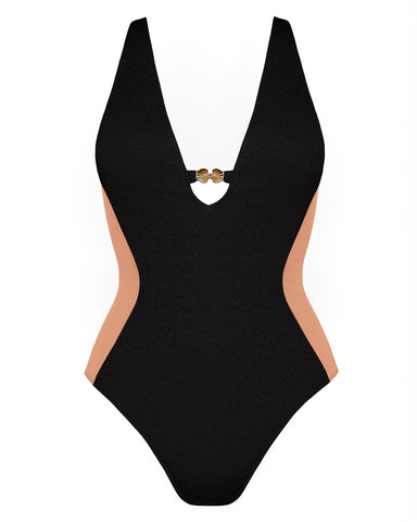 Outline image of Brazilian Plungey Keyhole - Crinkle Contour Black/Tawny