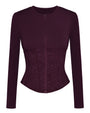 Outline image of Corsety Long Sleeve Top - Lace Garnet/Garnet