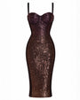 Seamed Lushy Midi Dress - Sequin Ombre Bronze/Plum
