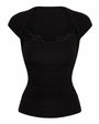 Outline image of Shapey Ruched Short Sleeve Top - Black
