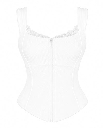 Outline image of Corsety Seamed Top - Lace Rib White