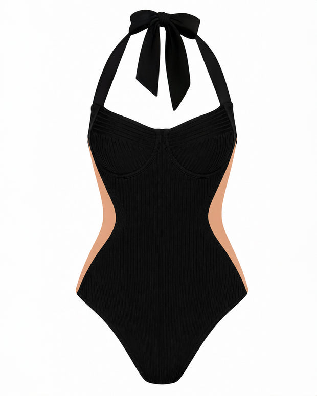 Outline image of Halter Siren - Contour Rib Black/Tawny