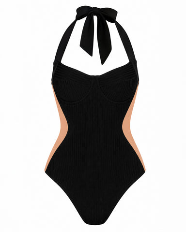 Outline image of Halter Siren - Contour Rib Black/Tawny