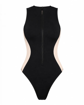 Outline image of Hi Cut Sleeveless Surfy - Contour Black/Oat