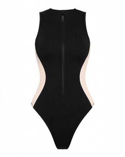 Outline image of Hi Cut Sleeveless Surfy - Contour Black/Oat