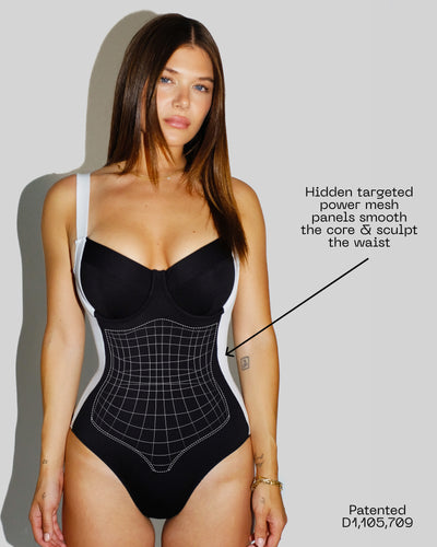 Detail graphic of Lifty - Contour Black/White highlighting the front powermesh