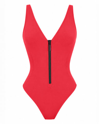 Outline image of Cheeky Plungey Zip - Hot Coral