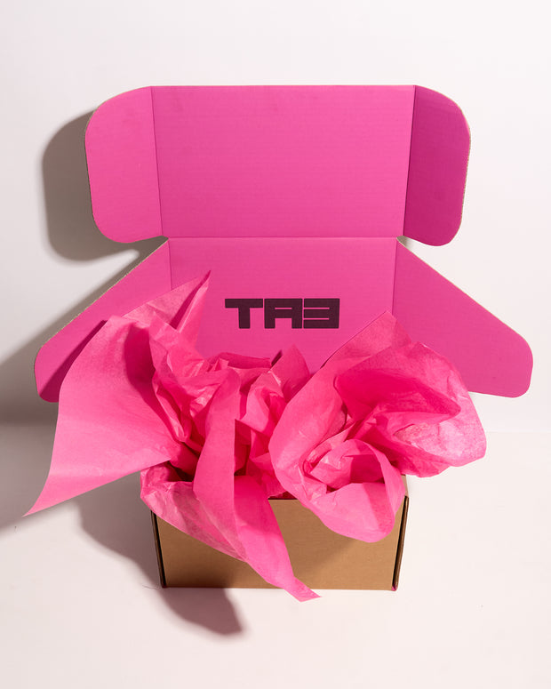 TA3 box with pink tissue for TA3 SWIM Mystery Box - Three Item