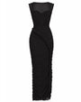 Draped Bombshell Column Maxi Dress - Black