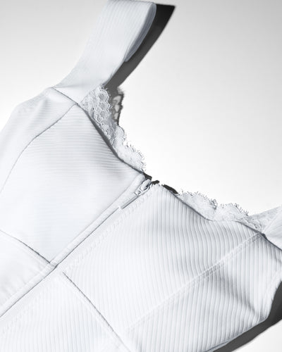 Close up detail of Corsety Seamed Rib Tank - Rib White