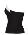 Outline image of Ruched Square Neck Tankini - Black/White back