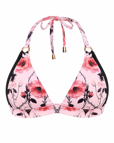 Outline image of Triangle Bikini Top - Rose Thistle/Black
