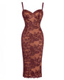 Outline image of Seamed Lushy Midi Dress - Lace Garnet/Tawny
