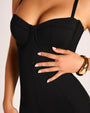 Seamed Lushy Midi Dress - Black