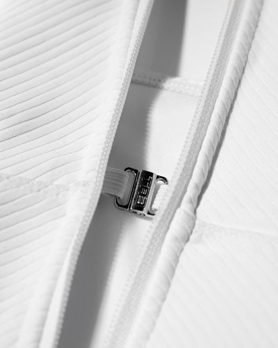 Close up image of the inner bust clip of Corsety Scoop Neck Tank - Rib White