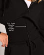 Graphic of Croissant Fleecey - Black highlighting zipper