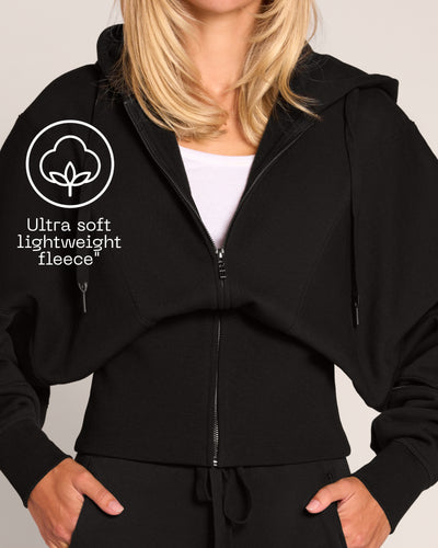 Graphic of Croissant Fleecey - Black highlighting fabric